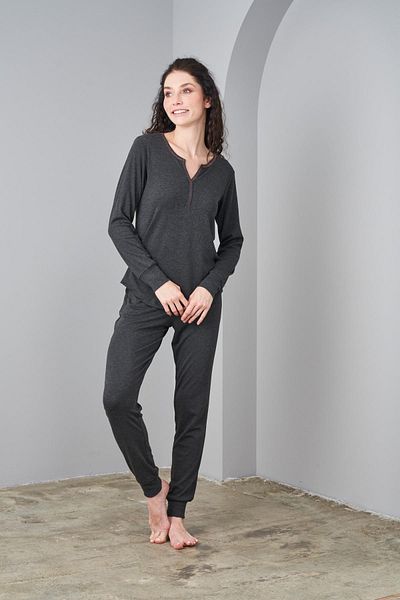 PJS 24591 Anthracite Women's Soft Pajama Set