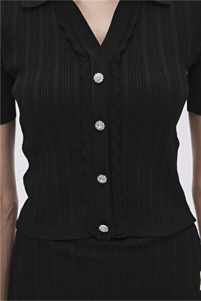 SHERIN Πλεκτή μπλούζα με μαύρο πουκάμισο