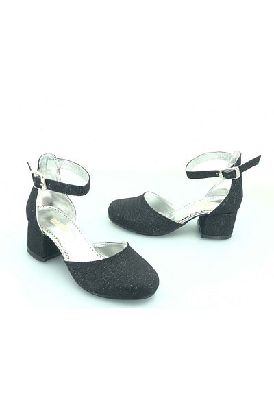 Kids Club Shoes Pantofi pentru fete İremsu 2811, cu toc, cu vârf închis, negru-argintiu
