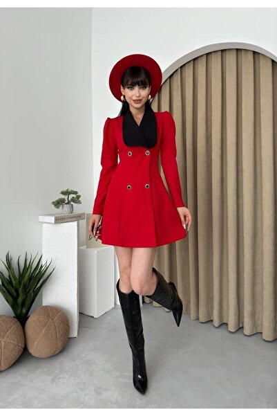 conconmoda Naz Yaka Detay Mini Elbise