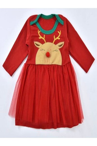 Tiny World Deer Figured Tutu Christmas Dress
