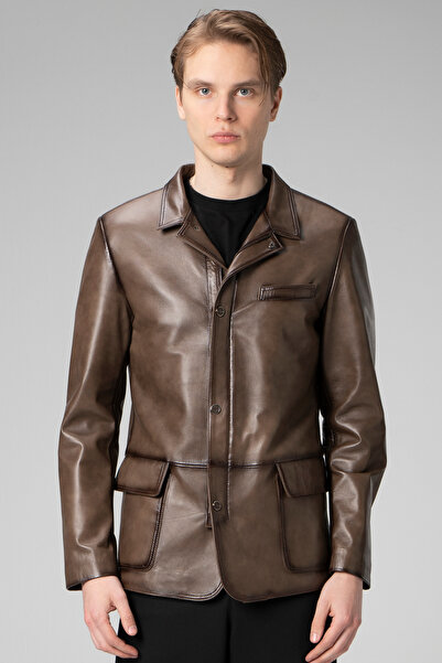 Dericlub E1031-1 Gerçek Deri Erkek Mont Vizon