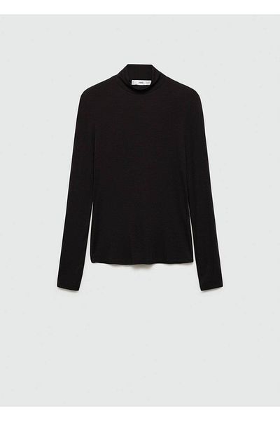 MANGO Woman Stand Collar T-Shirt