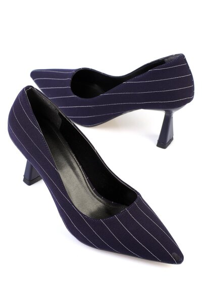 ShoeTek Pantofi cu toc din țesătură cu dungi stiletto Luana pentru damă, bleu...