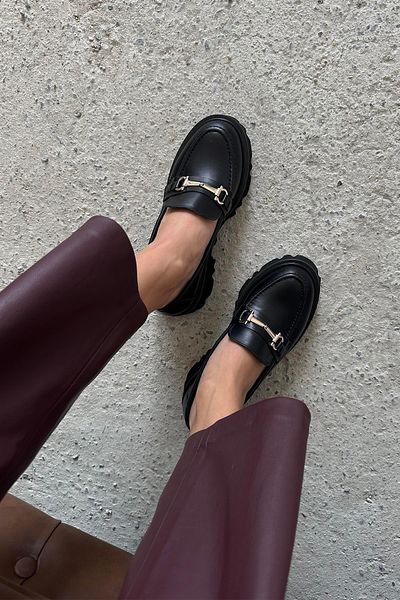 STRASWANS Ravi Women's Inside and Outside Genuine Leather Loafers Black
