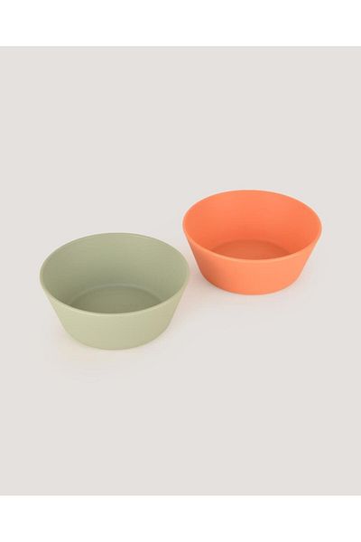 lets be child Let's Be Child 2-Piece Round Bowl Sage Green-Peach