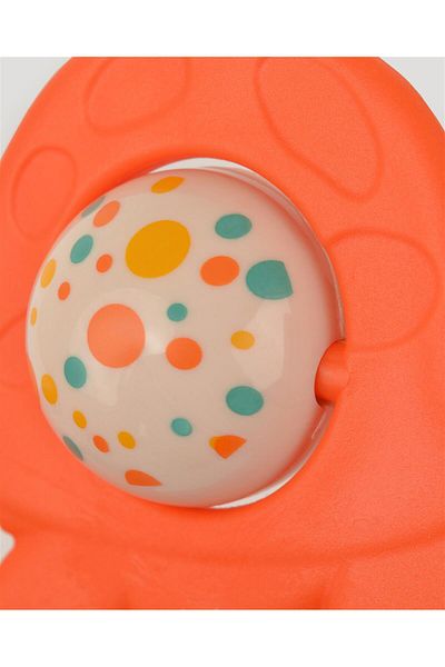 lets be child خشخيشة أطفال منقوشة على شكل سلحفاة برتقالية وعضاضة