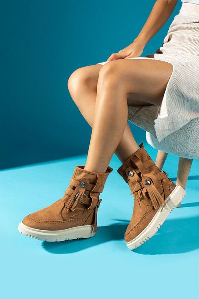 ShoeTek Filipa Γυναικείες Μπότες & Μποτάκια Φούντες Μπότες Tan Suede