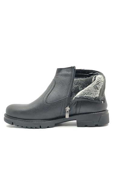 Kids Club Shoes Черни мъжки ботуши Geppetto - вълнен интериорен дизайн, гумена подметка, естествена кожа