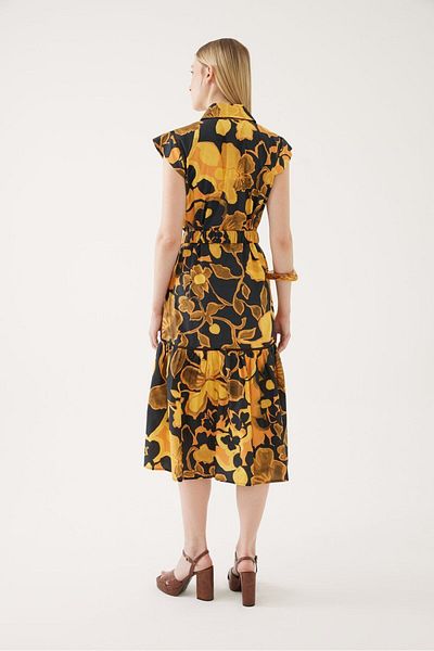Exquise Floral Black Shirt Dress