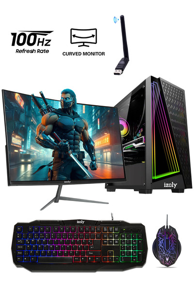 IZOLY Hero X i5-10400F 8GB 256SSD M.2 500GB GDDR5 4GB RX550 24"Oyuncu Masaüst...