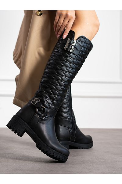 Alemdar Shoes Черни ватирани дамски ботуши RINA