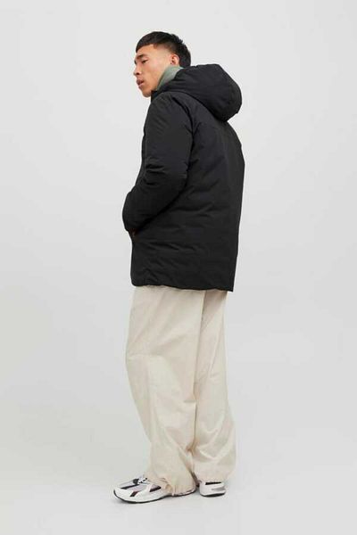 Jack & Jones Τζακ & Τζόνους 12256884   JJPAYNE - Ανδρικό Μαύρο Μακρύ Παλτό Πάρκα
