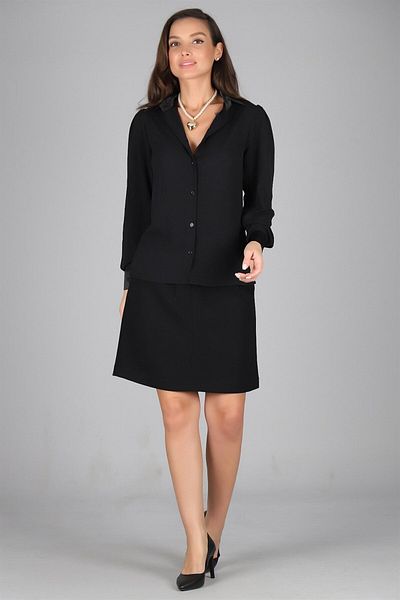 SWEETNESS Cămașă de seară creponată cu guler din satin negru