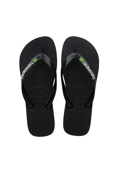 Havaianas Brasil Logo Black Slippers