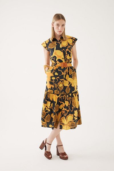 Exquise Floral Black Shirt Dress