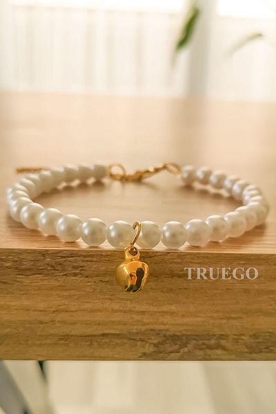 Truego Cat Necklace and Collar with Bells - Pearl Cat