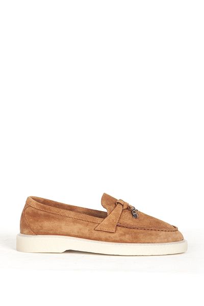 Dericlub Tan Suede Leather Women's Loafer - Tasseled Masculine 2502