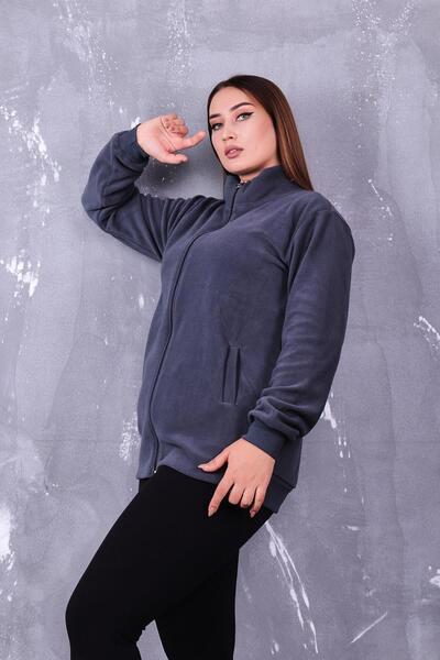Siyezen Plus Size Pocket Fleece Cardigan