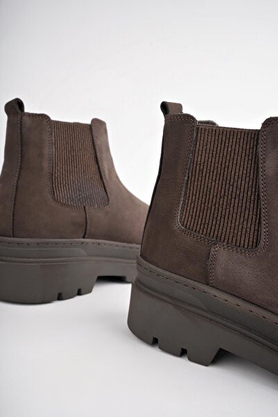 MUGGO Harmony Garantili Hakiki Deri Kalın Taban Erkek Chelsea Bot