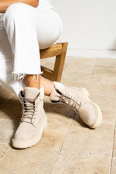 ShoeTek Florence Γυναικείες Μπότες & Μποτάκια Γούνινες Μπότες Μπεζ καστόρι