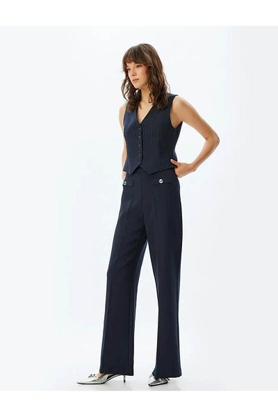 Koton Navy Blue Women's Trousers - 5Wak40111Uw