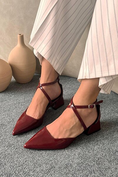 STRASWANS Maria Women's Heeled Patent Leather Shoes Claret Red