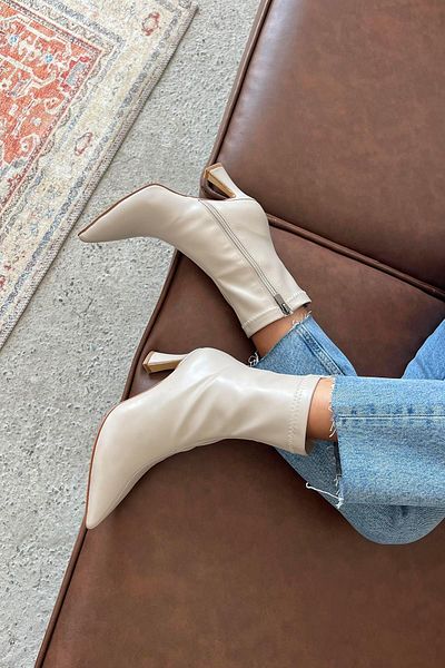 STRASWANS Poppin Women's Pino Heel Leather Boots Beige