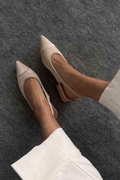 STRASWANS Wanda Women's Heeled Velvet Shoes Beige