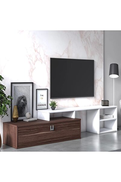 Ruum Store By Doğtaş Optimo Tv Ünitesi Fonksiyonel Geniş Kapaklı Ceviz Beyaz