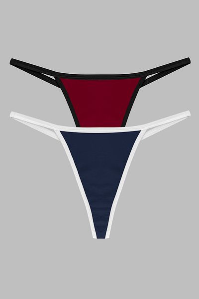 Yohannes Club 2-Piece Women's Thong String - Burgundy and Navy