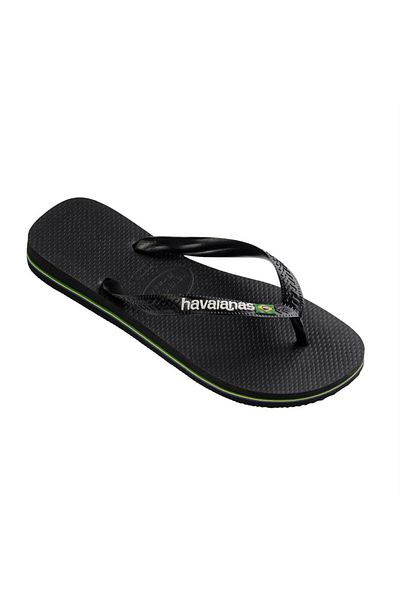 Havaianas Brasil Logo Black Slippers