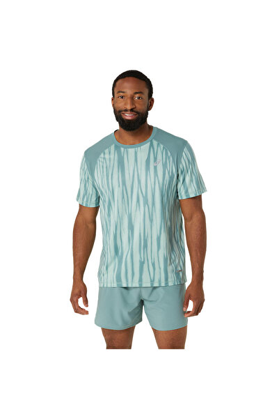 Asics Road All Over Print Erkek Yeşil Koşu T-Shirt 2011D092-300