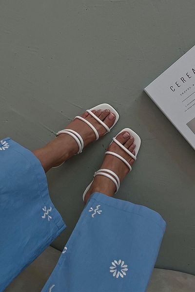 STRASWANS Camren Women's Heeled Leather Sandals White