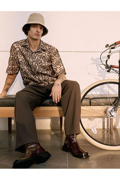 Koton Chino Fabric - Φαρδύ φαρδύ παντελόνι με κουμπιά και λεπτομέρεια τσέπης