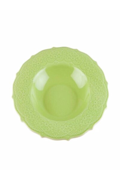 KANCAEV Lace Collection Soup Plate, 22cm. Green Sold as a Set of 2.