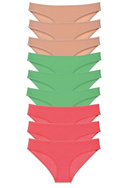 AC BOX 9 Pieces Super Eco Set Lycra Women's Slip Panties Skin Green Fuchsia