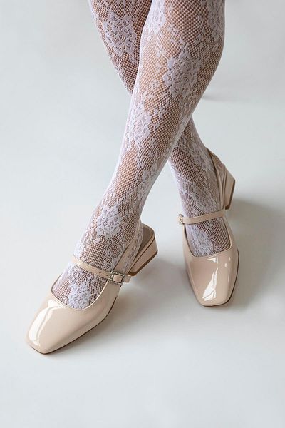 STRASWANS Lita Beige Women's Heeled Patent Leather Shoes