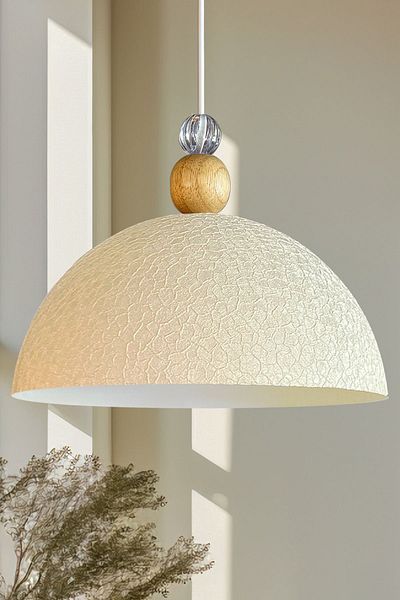 Bamyum Light Cream Yimpi Textured Small Transparent Chandelier - Single Pendant Lamp Living Room Cafe Decorative Patisserie