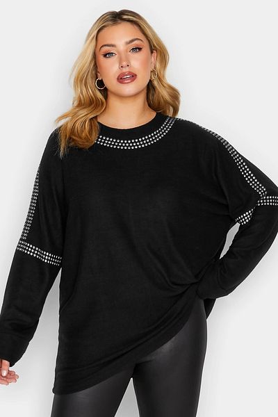Stil Diva Plus Size Crew Neck Long Sleeve Staple Detailed Blouse301371