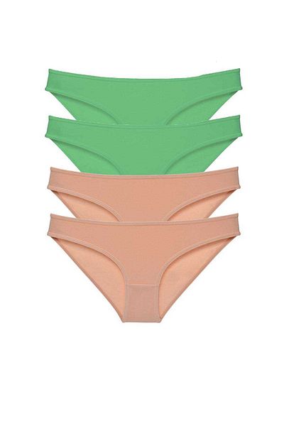 Angoravi 4 Pieces Super Eco Set Lycra Women's Slip Panties Green Skin