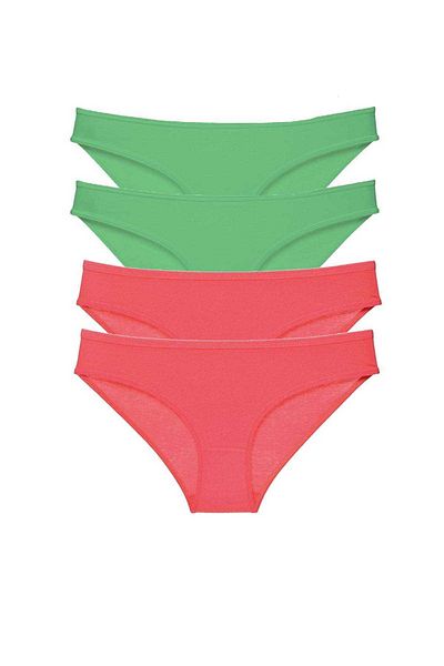Angoravi 4 Pieces Eco Set Lycra Women's Slip Panties Green Fuchsia