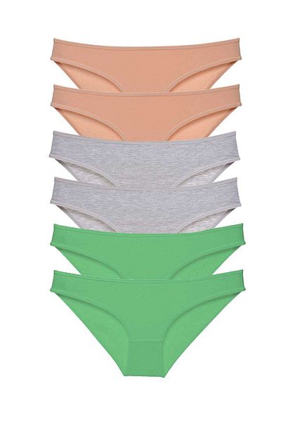 AC BOX 6 Pieces Super Eco Set Lycra Women's Slip Panties Skin Gray Green