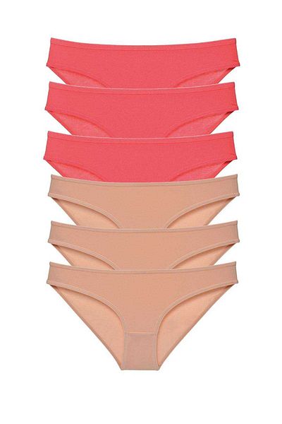 Angoravi 6 Pieces Super Eco Set Lycra Women's Slip Panties Fuchsia Skin