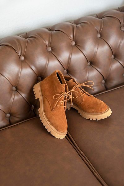 STRASWANS Viska Women's Genuine Leather Suede Boots Tan