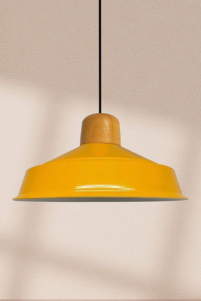 Bamyum Noble Yellow Single Chandelier Wooden Head Retro Pendant Lamp Restaurant Living Room Lighting