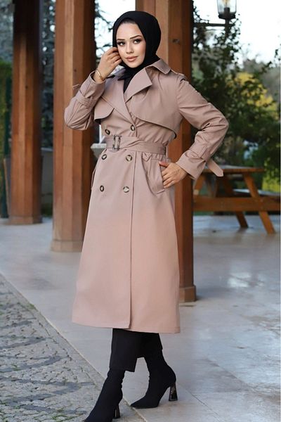 ALNİSS COLLECTİON Γυναικεία καμπαρντίνα με γιακά μανίκι με λεπτομέρεια