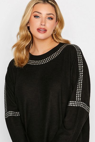 Stil Diva Plus Size Crew Neck Long Sleeve Staple Detailed Blouse301371