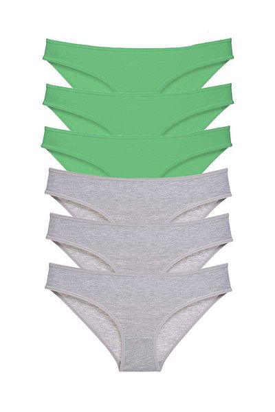 Angoravi 6 Pieces Super Eco Set Lycra Women's Slip Panties Green Gray