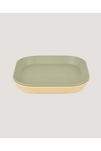 lets be child Set of 2 Sage Green and Vanillia Square Baby Food Plates